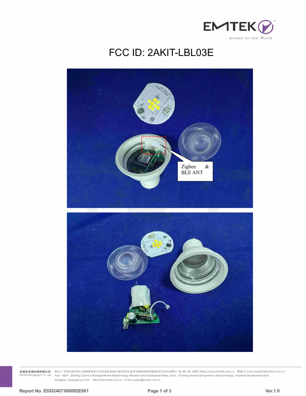 LBL03E Reset & Teardown (FCC ID 2AKIT-LBL03E)