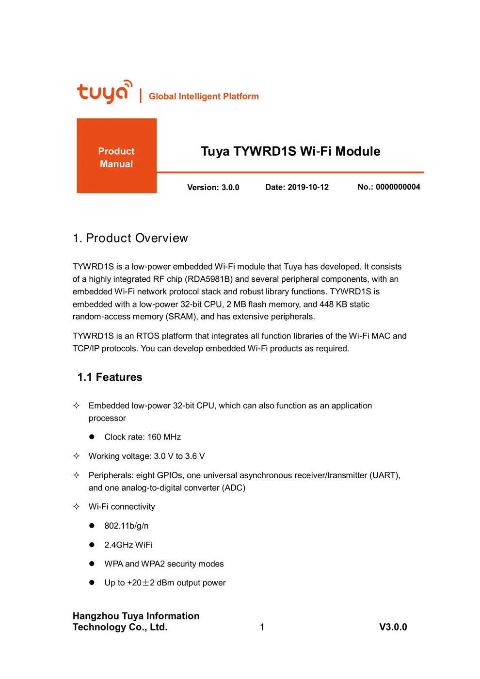 TYWRD1S Manual